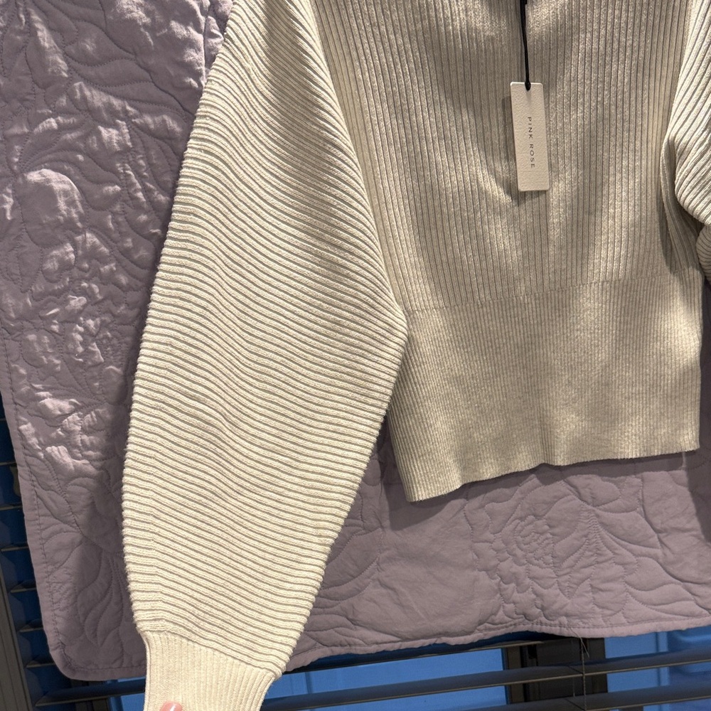 Pink Rose Light Gray Ribbed Top - Picture 3 of 3